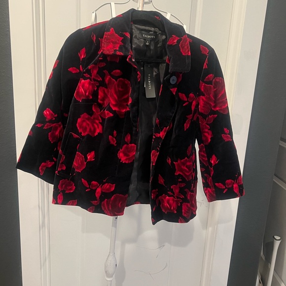 Talbots Jackets & Blazers - Talbots Black and Red Floral Blazer